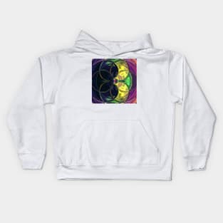 Mosaic Kaleidoscope Flower Purple Yellow and Green Kids Hoodie